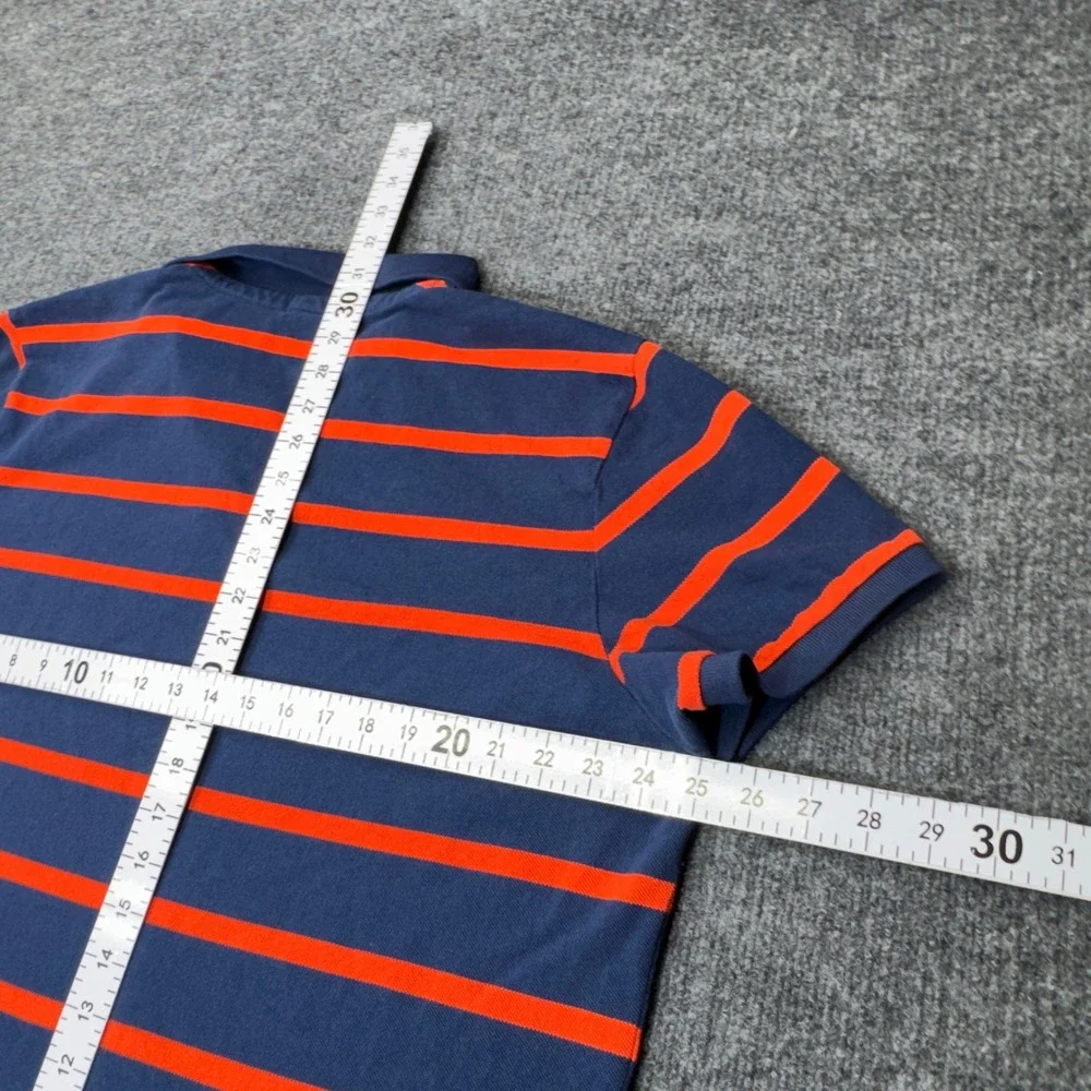 Vintage Polo Jeans Company Shirt Mens 2XL Blue Striped Pique USA Flag Logo 90s